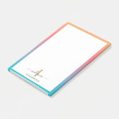 Modern Monogram Initial Script Blue Orange Ombre Post-it Klebezettel (angewinkelt)