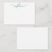 Modern Monogram Initial Script Green Note Mitteilungskarte (Vorne/Hinten)
