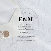 Modern Monogram Initials Arch Save the Date Acryleinladungen