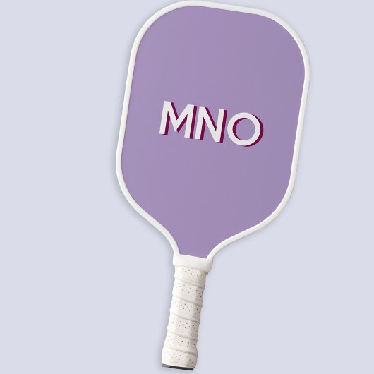 Modern Monogram Initials Drop Shadow Pastel Lilac Pickleball Schläger