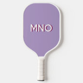 Modern Monogram Initials Drop Shadow Pastel Lilac Pickleball Schläger (Rückseite)