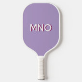 Modern Monogram Initials Drop Shadow Pastel Lilac Pickleball Schläger (Vorderseite)