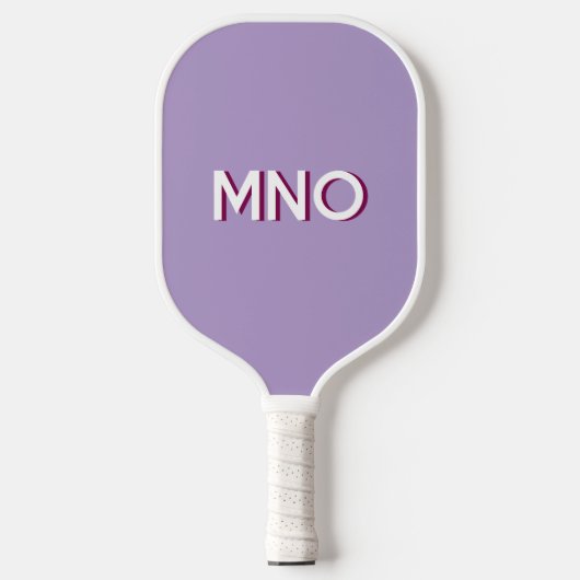 Modern Monogram Initials Drop Shadow Pastel Lilac Pickleball Schläger (Vorderseite)