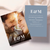 Modern Monogram Initials Foto Dusty Blue Save The Date