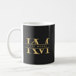 Modern Monogram Initials Professional Black Gold Kaffeetasse