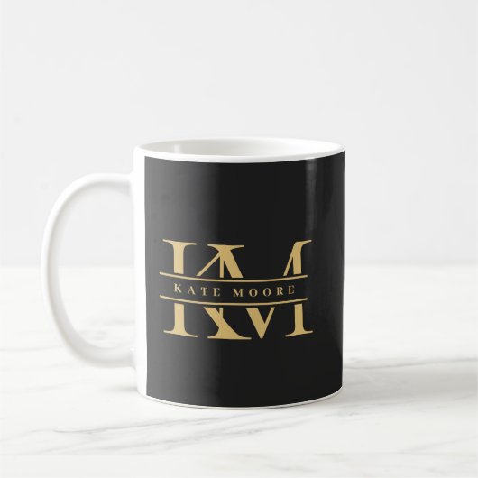 Modern Monogram Initials Professional Black Gold Kaffeetasse (Links)