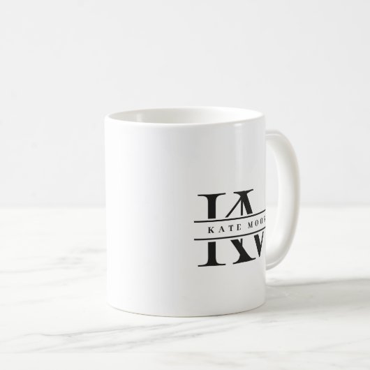 Modern Monogram Initials Professional Black White Kaffeetasse (VorderseiteRechts)