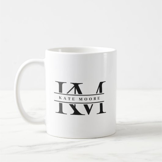 Modern Monogram Initials Professional Black White Kaffeetasse (Links)