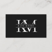 Modern Monogram Initials Professional Black White Visitenkarte (Vorderseite)