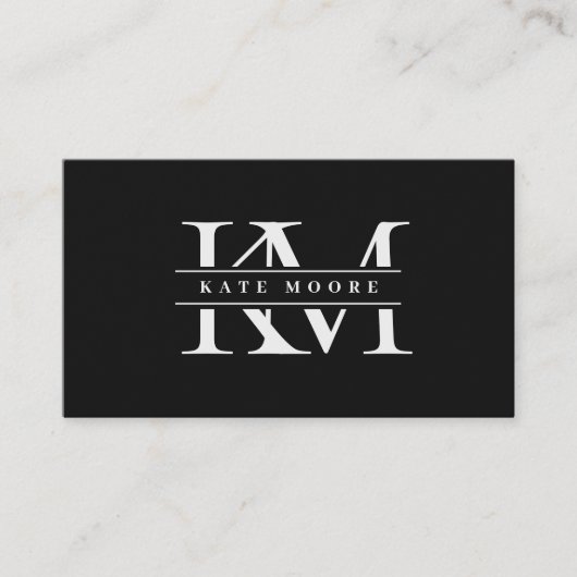 Modern Monogram Initials Professional Black White Visitenkarte (Vorderseite)