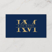 Modern Monogram Initials Professional Blue Gold Visitenkarte (Vorderseite)