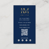 Modern Monogram Initials Professional Blue Gold Visitenkarte (Rückseite)