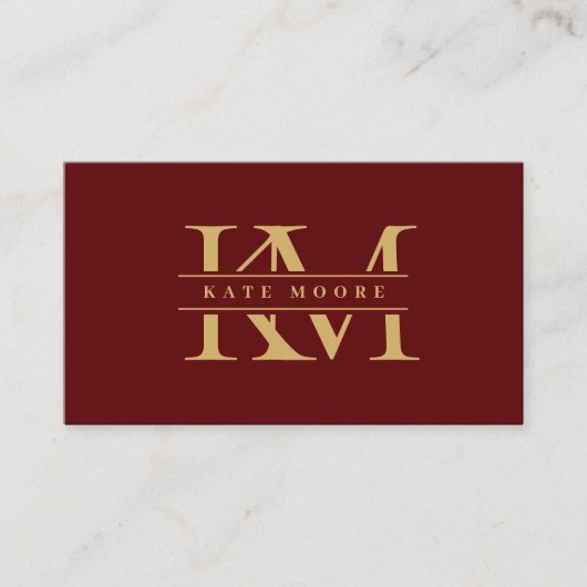 Modern Monogram Initials Professional Red Gold Visitenkarte (Vorderseite)