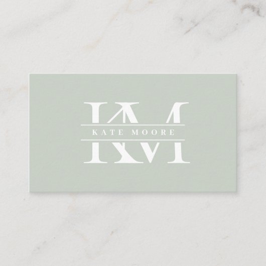 Modern Monogram Initials Professional Sage Green Visitenkarte (Vorderseite)