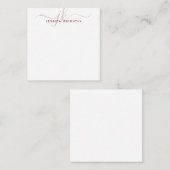 Modern Monogram Initials Script Burgundy Maroon Mitteilungskarte (Vorne/Hinten)