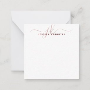 Modern Monogram Initials Script Burgundy Maroon Mitteilungskarte