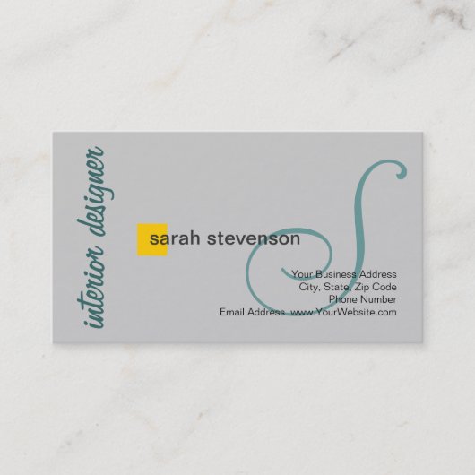 Modern monogram Interior Designer Business Card Visitenkarte (Vorderseite)