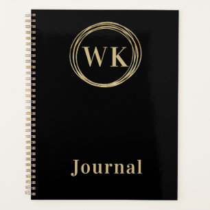 Modern Monogram Journal Schwarz Gold Planer