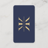Modern Monogram K Beruflich Dark Navy Blue Visitenkarte (Vorderseite)