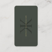 Modern Monogram K Dark Green Gold Beruflich Visitenkarte (Vorderseite)