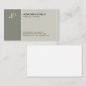 Modern Monogram kreativ Schlicht Chic Elegant Grün Visitenkarte (Vorne/Hinten)