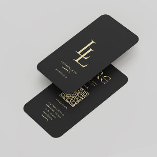 Modern Monogram L EleganCompany Logo Black Gold Visitenkarte