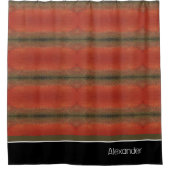 Modern Monogram Lachs Fish Design Schwarz-weiß Red Duschvorhang (Vorderseite)