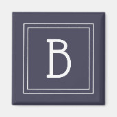 Modern Monogram Letter Initial Template Blue White Magnet (Vorne)