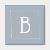 Modern Monogram Letter Initial Template Blue White Magnet (Vorne)