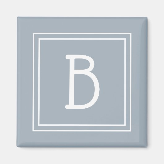 Modern Monogram Letter Initial Template Blue White Magnet (Vorne)