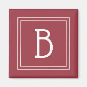 Modern Monogram Letter Initial Template Red White Magnet (Vorne)