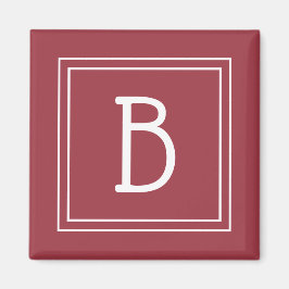 Modern Monogram Letter Initial Template Red White Magnet