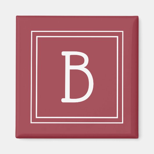 Modern Monogram Letter Initial Template Red White Magnet (Vorne)