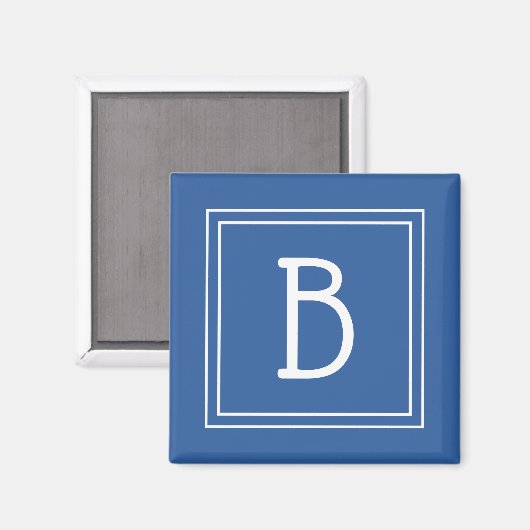 Modern Monogram Letter Initial Template Royal Blue Magnet (Vorderseite/Rückseite)