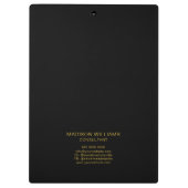 Modern Monogram Logo Black Gold Consultant Klemmbrett (Rückseite)