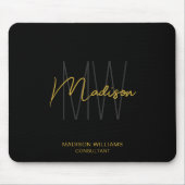 Modern Monogram Logo Black Gold Consultant Mousepad (Vorne)
