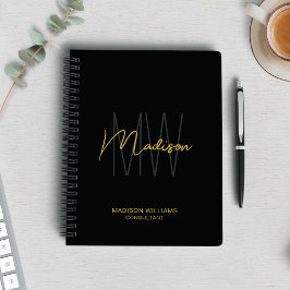 Modern Monogram Logo Black Gold Consultant Notizblock