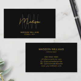 Modern Monogram Logo Black Gold Consultant Visitenkarte