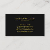 Modern Monogram Logo Black Gold Consultant Visitenkarte (Rückseite)