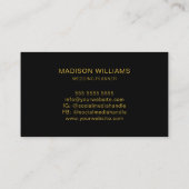 Modern Monogram Logo Black Gold Wedding Planner Visitenkarte (Rückseite)