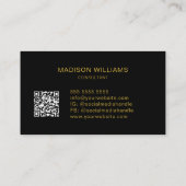 Modern Monogram Logo QR Code Black Gold Consultant Visitenkarte (Rückseite)