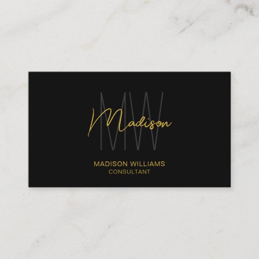 Modern Monogram Logo QR Code Black Gold Consultant Visitenkarte (Vorderseite)