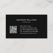 Modern Monogram Logo QR Schwarz-weiß Consultant Visitenkarte (Rückseite)