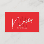 Modern Monogram Logo Red Nail Artist Visitenkarte (Vorderseite)