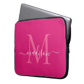 Modern Monogram Magenta Pink Girl Script Name Laptopschutzhülle (Vorderseite Links)