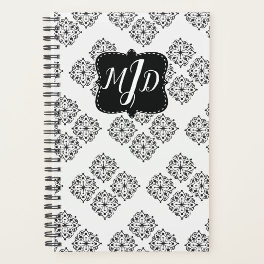 Modern Monogram Mandala Ornament Yoga Planer (Vorderseite)