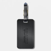Modern Monogram minimal black metallic texture Gepäckanhänger (Rückseite vertikal)