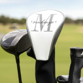 Modern Monogram Minimal Black White Golf Headcover