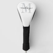 Modern Monogram Minimal Black White Golf Headcover (Vorderseite)