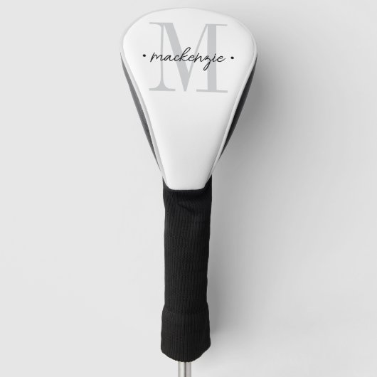 Modern Monogram Minimal Black White Golf Headcover (Vorderseite)